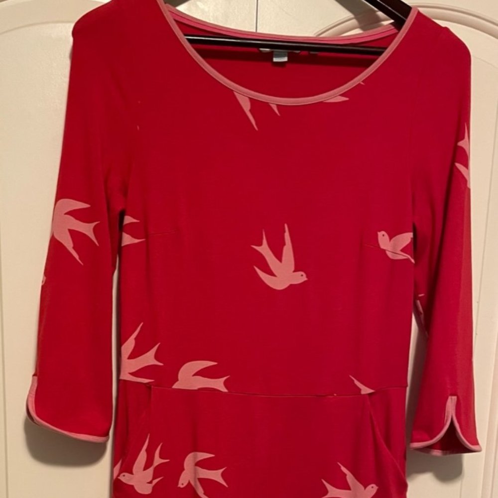 Boden Jessie Jersey Dress in Post Box Red Swallow